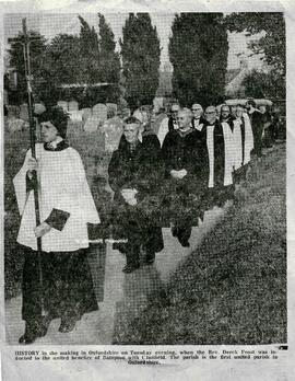 Friday June 11th 1976. Records the induction of Rev. Derek Frost to the united benefice of Bampto...