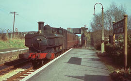 Locomotive 7412 at Brize Norton and Bampton railway station in 1961