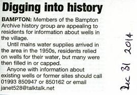 Witney Gazette December 31st 2014. Bampton Archive is asking residents to tell them about any wel...