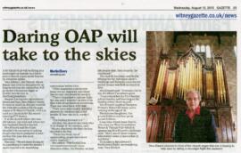 August 2015 Vera Elwards goes in a microlight to raise funds for the church organ fund