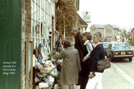 Arthur Hill outside his shop 1983