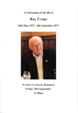 Ray Evans. May 16th to Sept 6th 2017