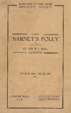 Barnet's Folly presented by Jan Stewer at W I Hall Bampton 1937