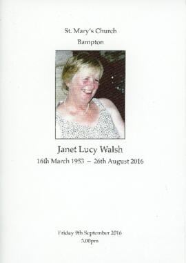 Janet Lucy Walsh March 16th 1953 to August 26th 2016