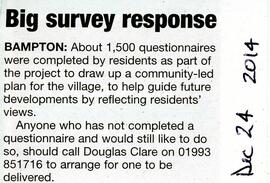 Witney Gazette December 24th 2014. About 1,500 questionaires were completed by Bamptonians asking...