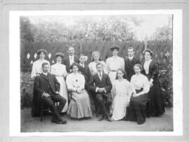 Williams family 1890s. Os Williams seated in the front row on the left. Lent by David Darby