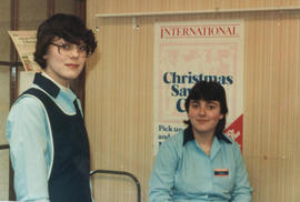 Mary & Dorothy Basson, shop assistants.  1984