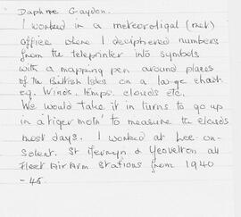 Daphne Gaydon's war time experience