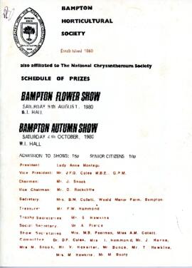Bampton Horticultural Society 1980 schedule