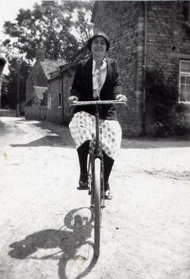 Ethel Townsend, Frank Hudson's mother, on a bicycle