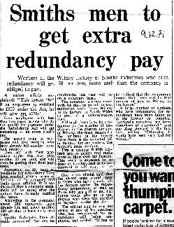 Dec 9th 1971. Smith Industries in Witney are needing to make men redundant and have agreed to pay...