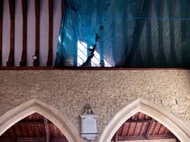 Repairs inside the aisle & chancel roofs, repainted ceilings