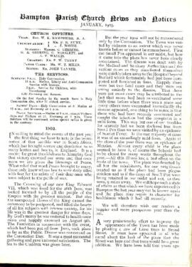 Bampton Parish Church News January - December 1903 plus Aston Parish news
