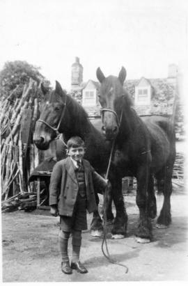 Frank Hudson with gramp's two horses