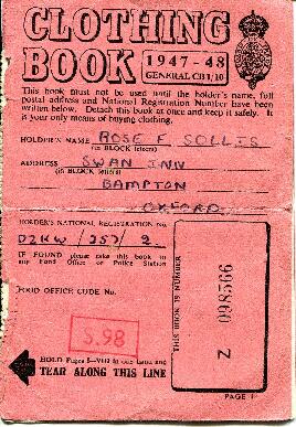 Clothing Ration book for Rose F Sollis 1947-1948 at The Swan Inn, Buckland Road