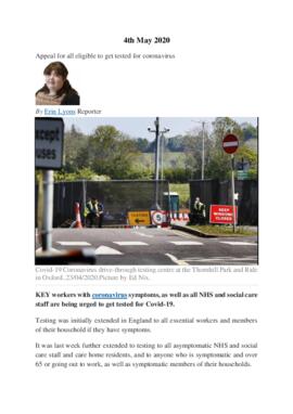 Covid:  Appeal to eligible people to get  tested