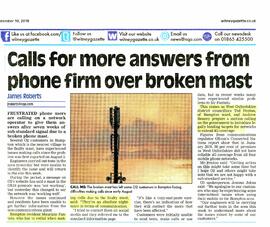 Calls for more answers from phone firm over broken mast - 2018