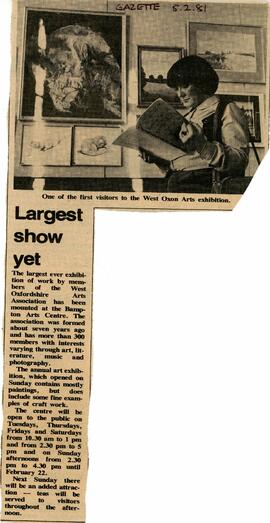 Feb 5Th 1981. Largest Ever Exhibition By West Ox Arts