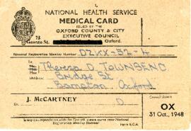 Dora Townsend's Medical Card