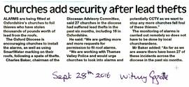 Lead Theft From Churches. Bampton Succumbed Sept 30Th 2016