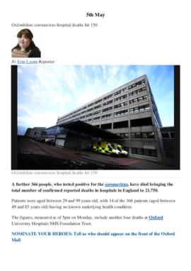 Covid: Oxfordshire coronavirus hospital deaths hit 150