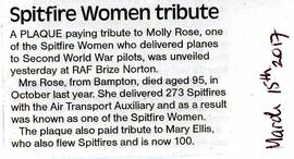 Plaque to Molly Rose, a WWII 'Spitfire' Lady
