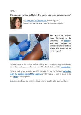 Covid: Vaccine produced by Oxford University trains immune system