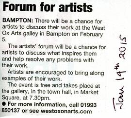January 14th 2015. On February 5th there will be a chance for artists to discuss their work at th...