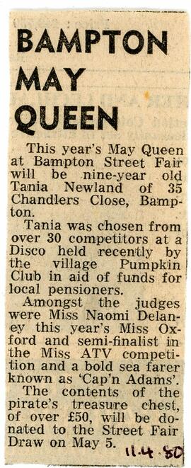 Bampton May Queen Tania Newland April 11Th 1980