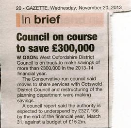 Council on  course to save £300,000
