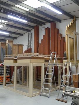 Bampton chests, building frame and Pedal pipes in position 16 Aug 2019 (1)