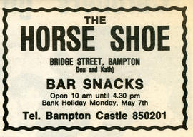 The Horse Shoe  Advert in Witney Gazette 1984