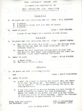 West Oxfordshire Arts Association writing competition 1975