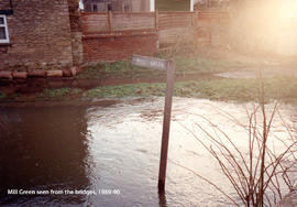Mill Green flooding, seen from the bridges. 1989-90