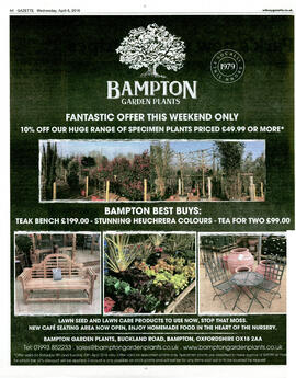 Advert for Bampton Garden Centre