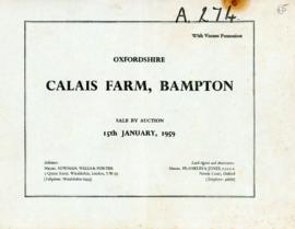 Sales brochure for Calais farm January 15th 1959