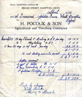 Invoice from Harry Pocock & Son, 1959