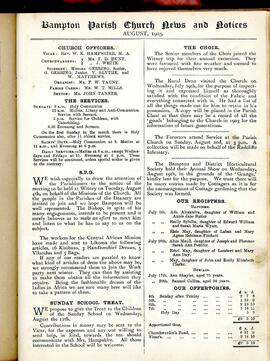 Each month, St Mary The Virgin church produced a parish news sheet. This page is for August 1903