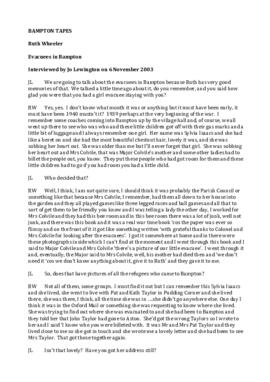 Ruth Wheeler Evacuees: transcript of Audio Interview